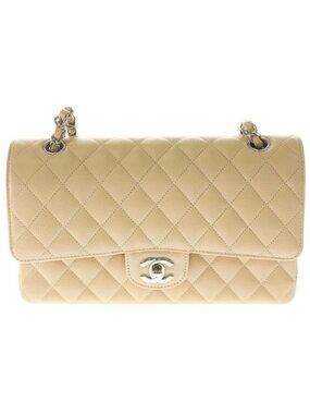 Chanel Quilted 25 Double Flap Chain Caviar Leather Silver Shoulder Bag Plate